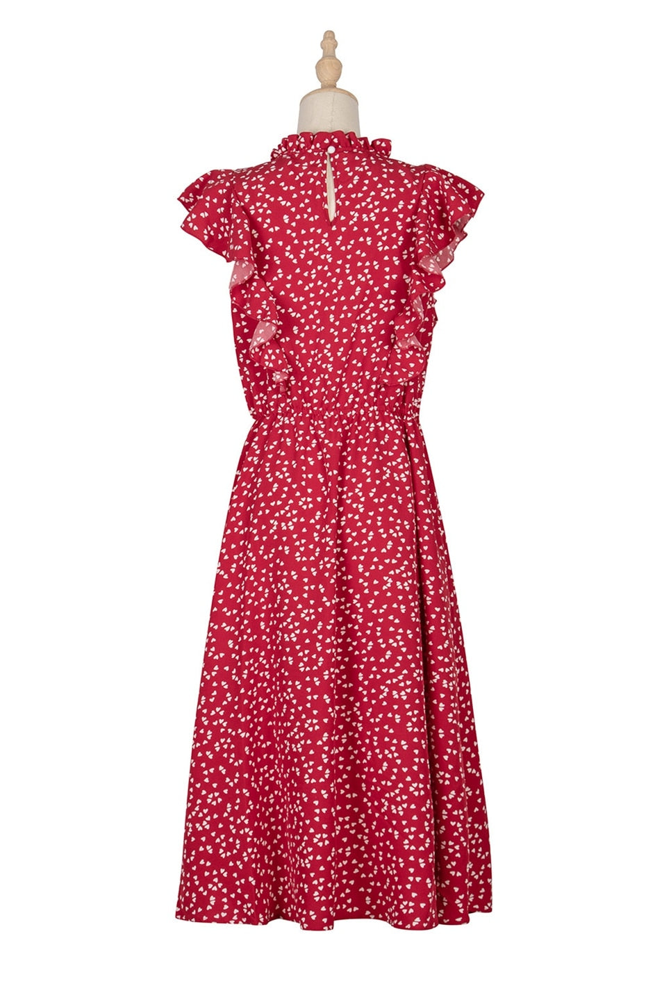 Boho Midi Dress, Raffle Red Heart (Red, Black, Blue)