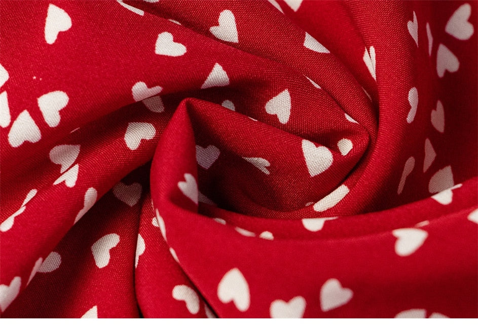 Boho Midi Dress, Raffle Red Heart (Red, Black, Blue)