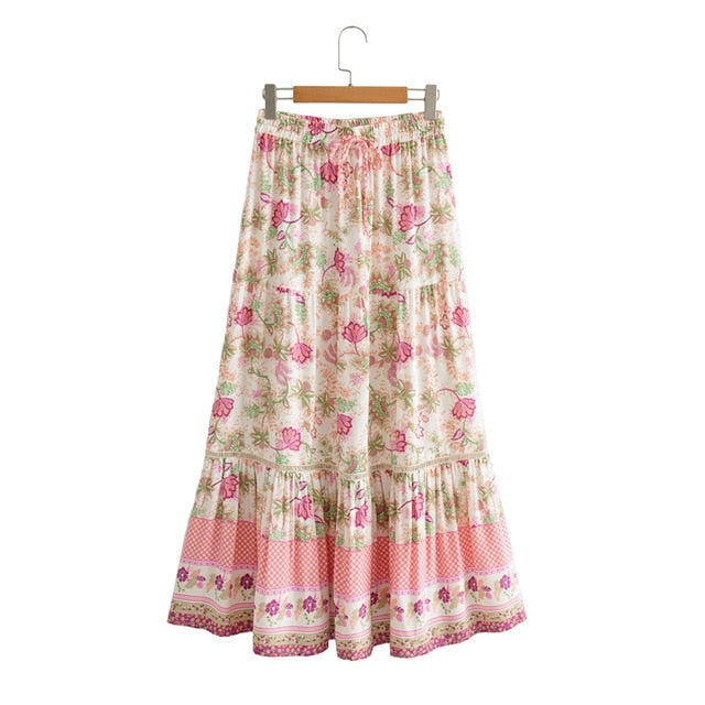 Boho Skirt, Hippie Skirts, Maxi Skirt, Pink India Rose