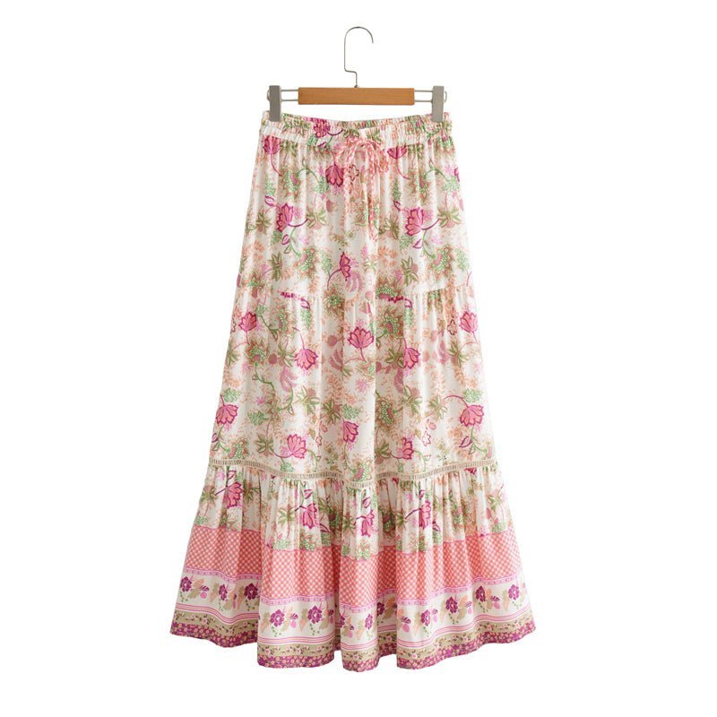 Boho Skirt, Hippie Skirts, Maxi Skirt, Pink India Rose