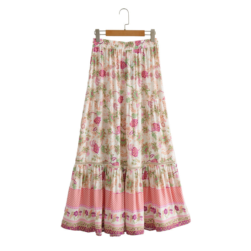 Boho Skirt, Hippie Skirts, Maxi Skirt, Pink India Rose