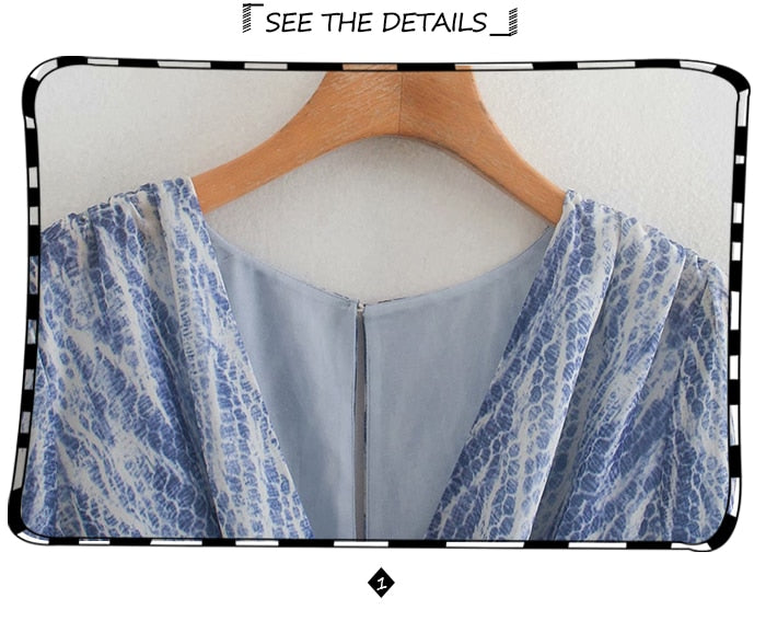 Boho Mini Dress Vintage Dress, Blue Print