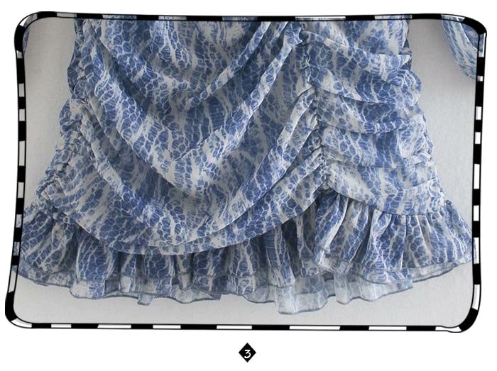 Boho Mini Dress Vintage Dress, Blue Print