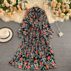 Vintage Dress, Boho Maxi Dress, Gown, Pink Rose Garden