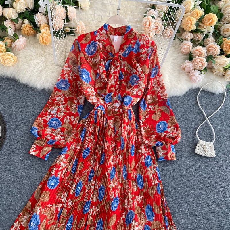 Vintage Dress, Boho Maxi Dress, Gown, Pink Rose Garden