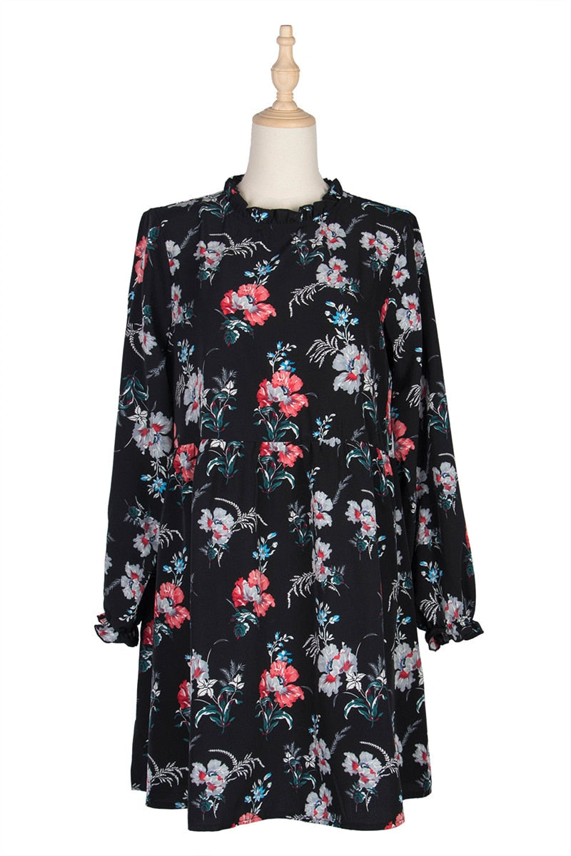 Boho Mini Dress Black Luna Floral Dress