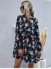 Boho Mini Dress Black Luna Floral Dress