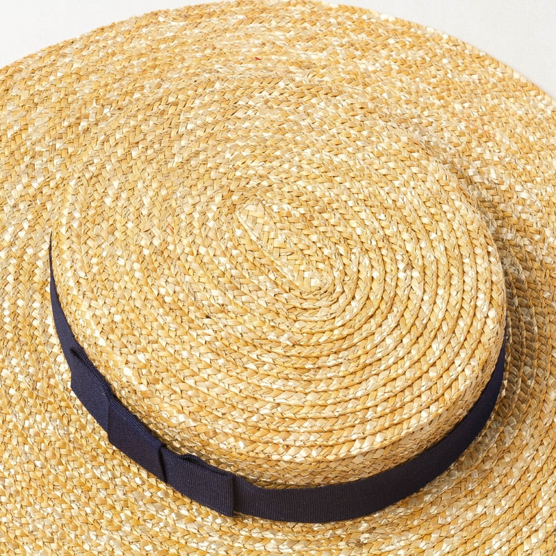Boho Hat, Sun Hat, Beach Hat, Wide Brim Straw Hat 7 cm, Ellie Black Ribbon