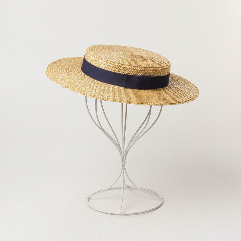 Boho Hat, Sun Hat, Beach Hat, Wide Brim Straw Hat 7 cm, Ellie Black Ribbon