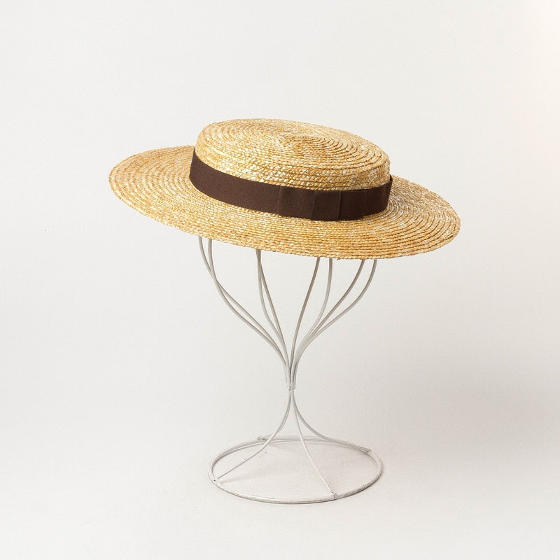Boho Hat, Sun Hat, Beach Hat, Wide Brim Straw Hat 7 cm, Ellie Black Ribbon