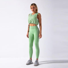 Yoga Set, Yoga Legging, Printed Workout Set Top and Legging, Kaylee in Green