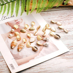 Boho Earrings, Dangle Earrings, Natural Shell Cowrie White Gold