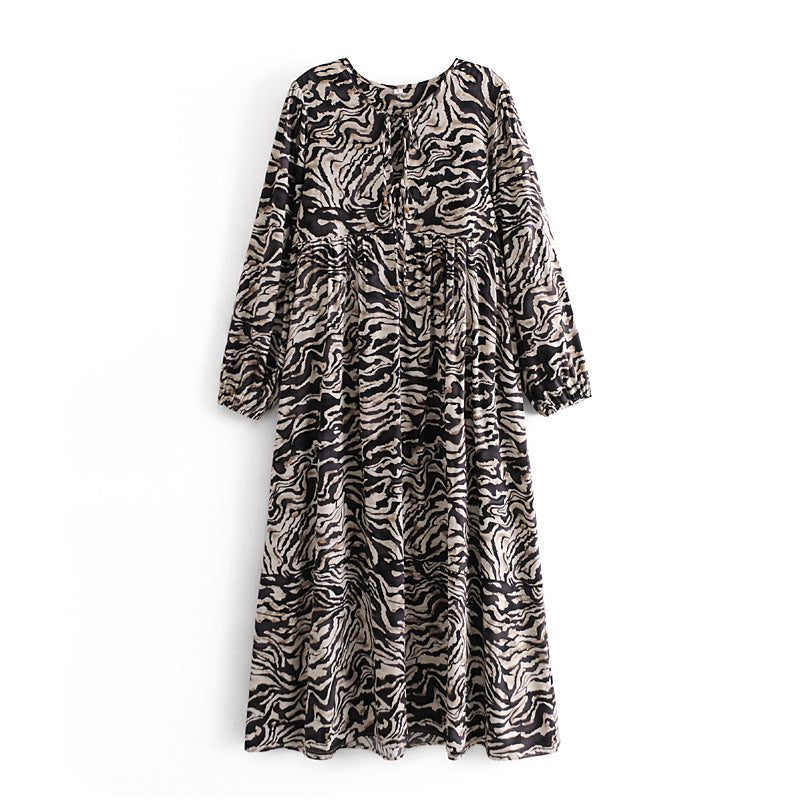 Gown Dress, Boho Maxi Dress, Loose Dress, Black White  Zebra