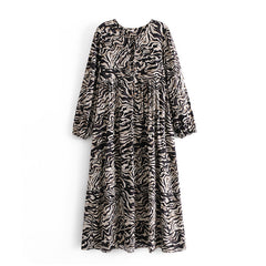 Gown Dress, Boho Maxi Dress, Loose Dress, Black White  Zebra