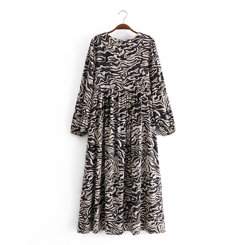 Gown Dress, Boho Maxi Dress, Loose Dress, Black White  Zebra