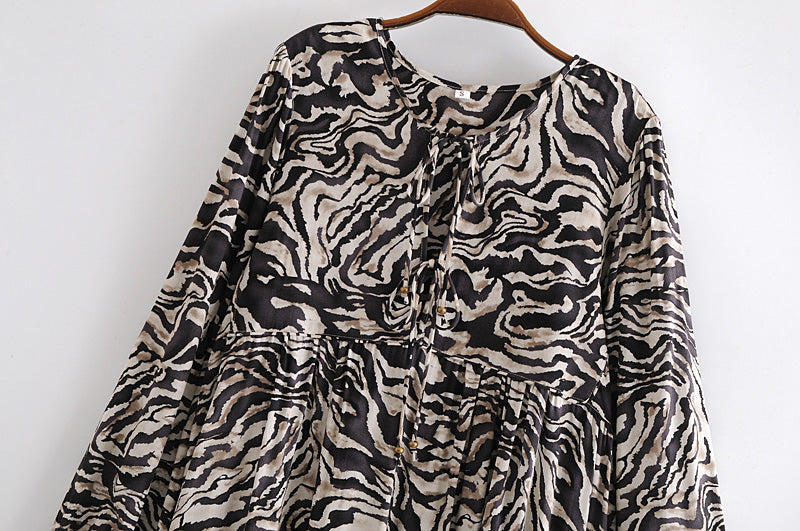 Gown Dress, Boho Maxi Dress, Loose Dress, Black White  Zebra