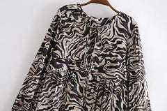 Gown Dress, Boho Maxi Dress, Loose Dress, Black White  Zebra