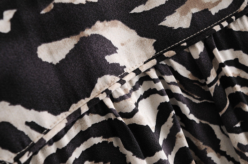 Gown Dress, Boho Maxi Dress, Loose Dress, Black White  Zebra