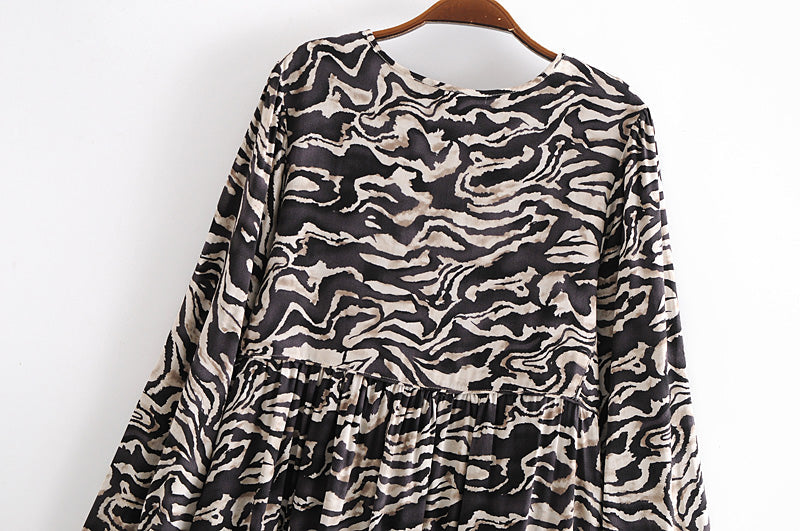 Gown Dress, Boho Maxi Dress, Loose Dress, Black White  Zebra
