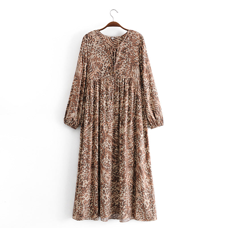 Gown Dress, Boho Maxi Dress, Loose Dress, Brown Wild Tiger