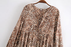 Gown Dress, Boho Maxi Dress, Loose Dress, Brown Wild Tiger