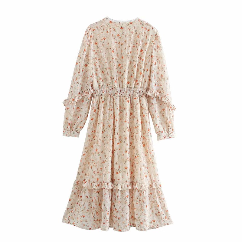 Boho Midi Dress, White Ivory Flower Child