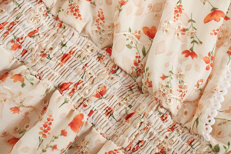 Boho Midi Dress, White Ivory Flower Child