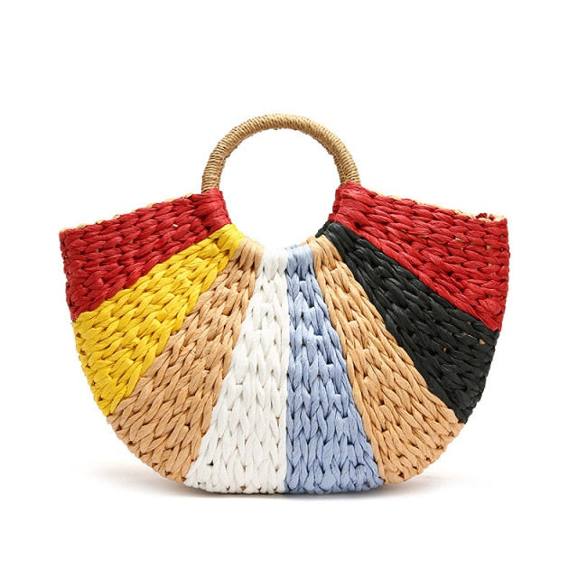 Boho Bag, Woven Rope Handbag, Alba Yellow Blue