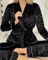 Boho Pajamas, Pajamas Sets for Women, PJ Velvet Desireee in Black