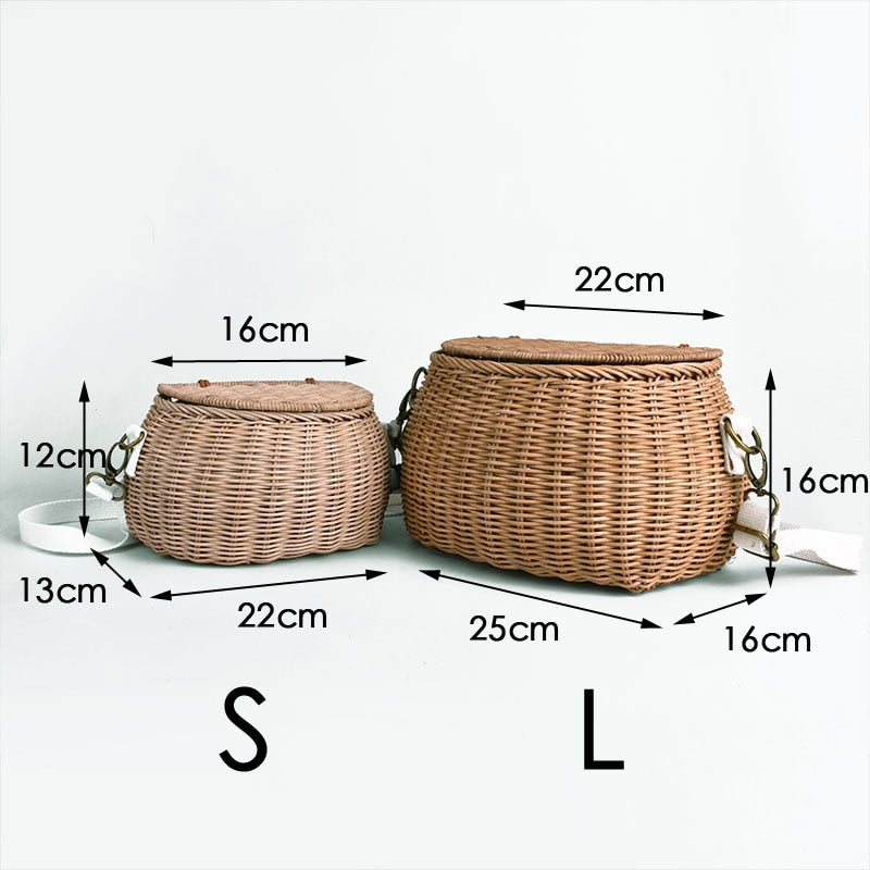 Boho Bag, Kid Bag, Rattan Bag, Mini Wicker Basket Bag, Lilli White