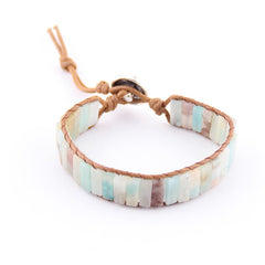 Boho Bracelet, RH Leather Wrap Bracelet, Pastel Pink