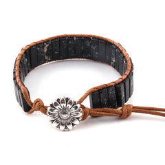 Boho Bracelet, RH Leather Wrap Bracelet, Pastel Pink