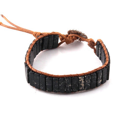 Boho Bracelet, RH Leather Wrap Bracelet, Pastel Pink