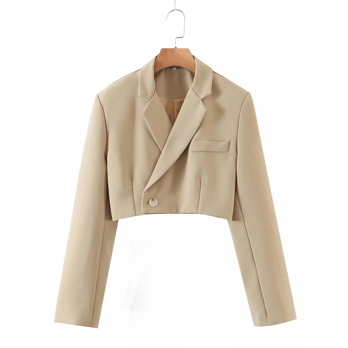 Vintage  Two Piece Set, Matching Crop Blazer and Mini Skirt, Charlotte in Fawn Beige and Green