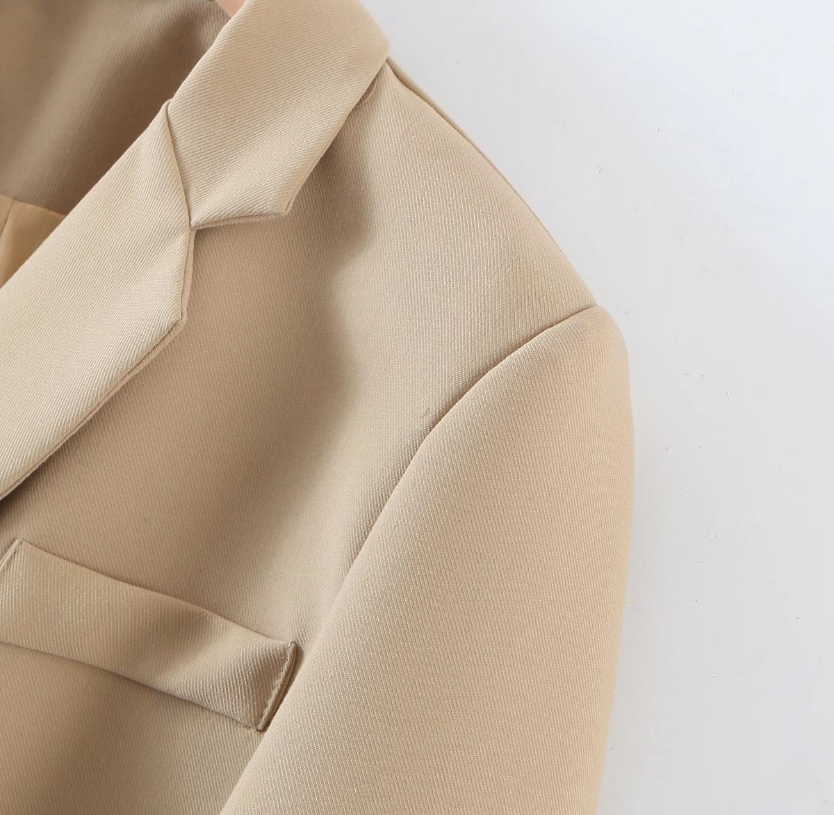 Vintage  Two Piece Set, Matching Crop Blazer and Mini Skirt, Charlotte in Fawn Beige and Green