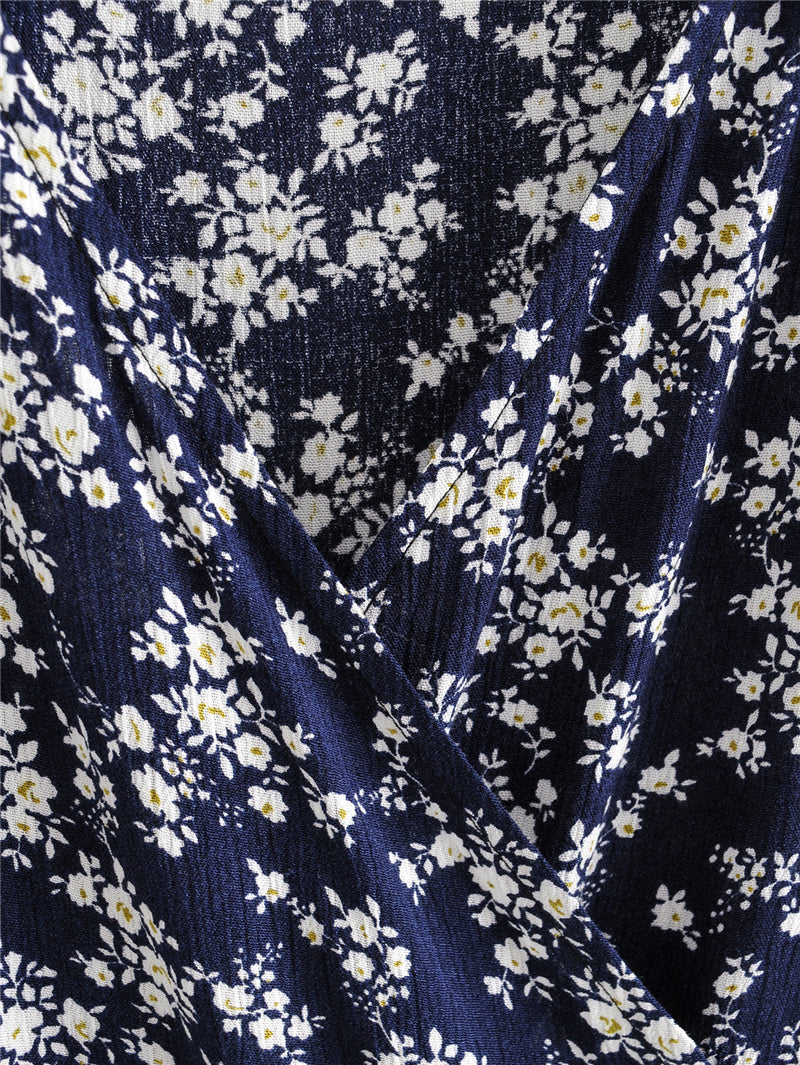 Boho Midi Dress, Little Flower in Navy