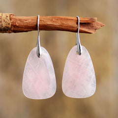 Boho Earrings, Dangle Earrings, Pink Rose Quartz
