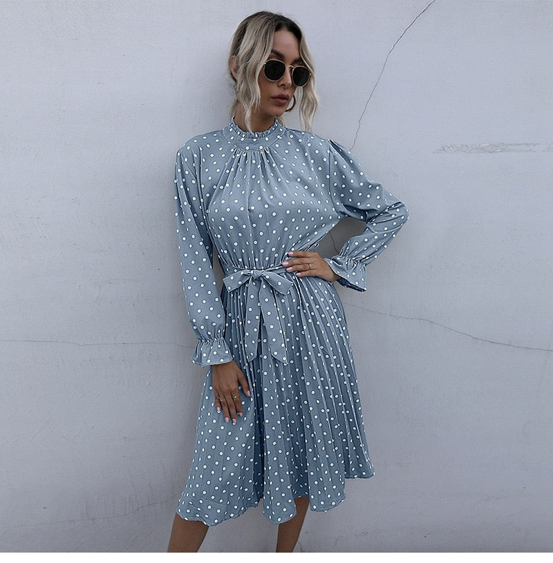 Boho Midi Dress, Love Polkadot in Black, Yellow and Blue