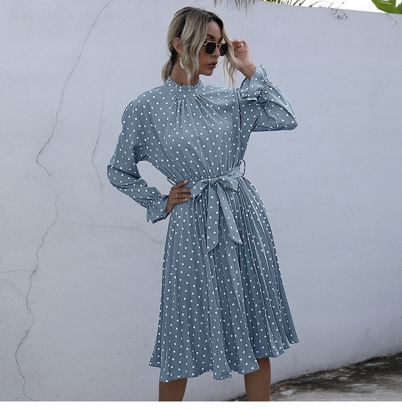 Boho Midi Dress, Love Polkadot in Black, Yellow and Blue
