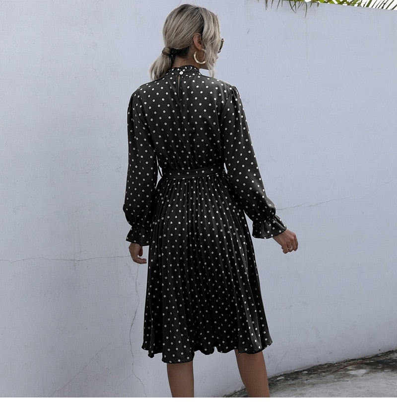 Boho Midi Dress, Love Polkadot in Black, Yellow and Blue