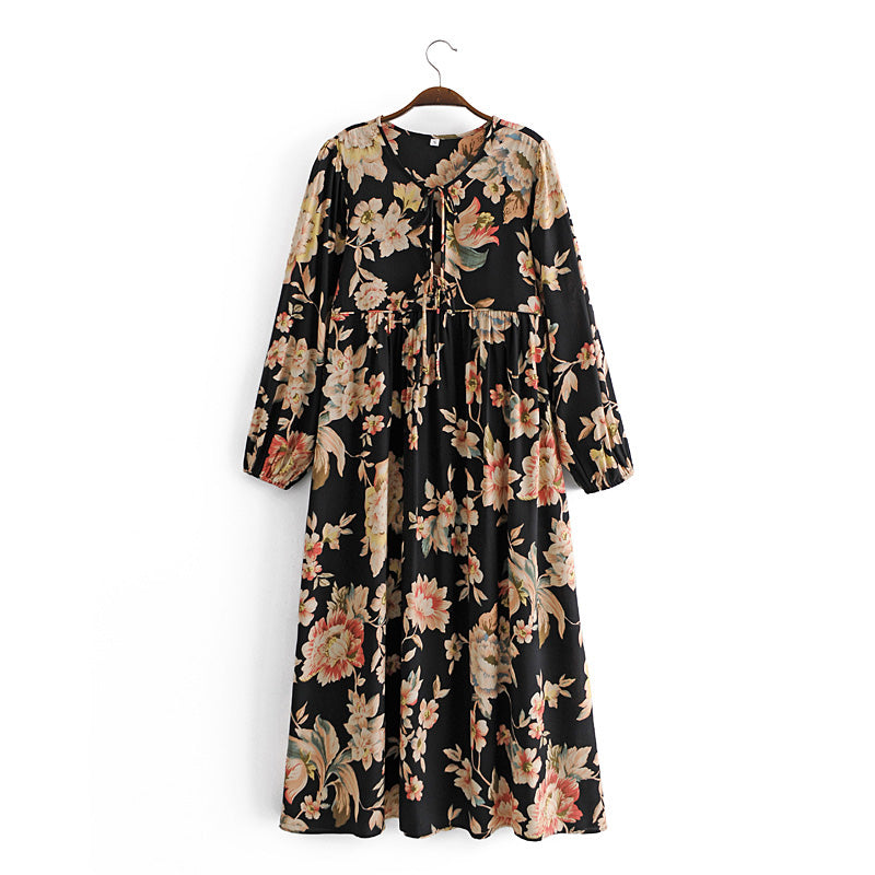 Gown Dress, Boho Maxi Dress, Loose Dress, Black Midnight Rose