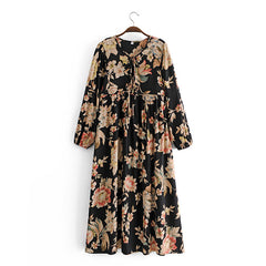 Gown Dress, Boho Maxi Dress, Loose Dress, Black Midnight Rose