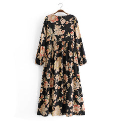 Gown Dress, Boho Maxi Dress, Loose Dress, Black Midnight Rose