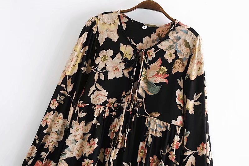 Gown Dress, Boho Maxi Dress, Loose Dress, Black Midnight Rose