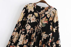 Gown Dress, Boho Maxi Dress, Loose Dress, Black Midnight Rose