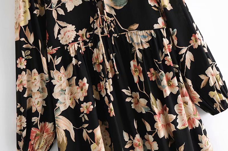 Gown Dress, Boho Maxi Dress, Loose Dress, Black Midnight Rose