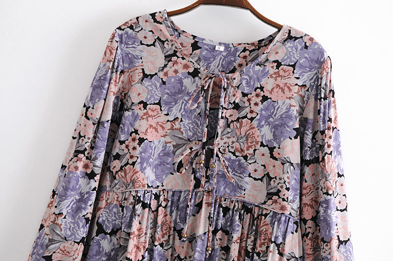 Gown Dress, Boho Maxi Dress, Loose Dress, Purple Pheony