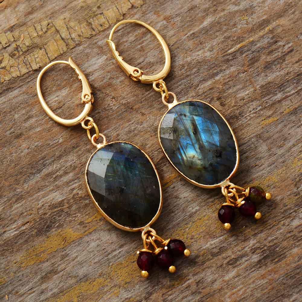 Boho Earrings, Dangle Earrings, Labradorite