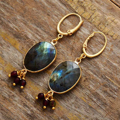 Boho Earrings, Dangle Earrings, Labradorite