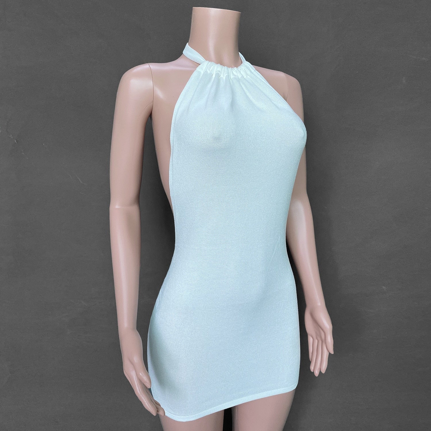 Beach Dress, Cover up Dress,, Mini Dress. Halter Backless Dress, Sierra in Black, White, Pink and Blue